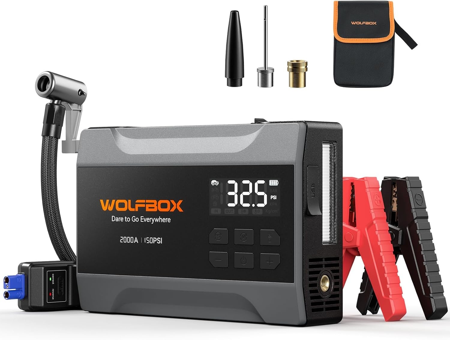 Wolfbox MV10A 2000A Jump Starter with Air Compressor for $41.75 Shipped