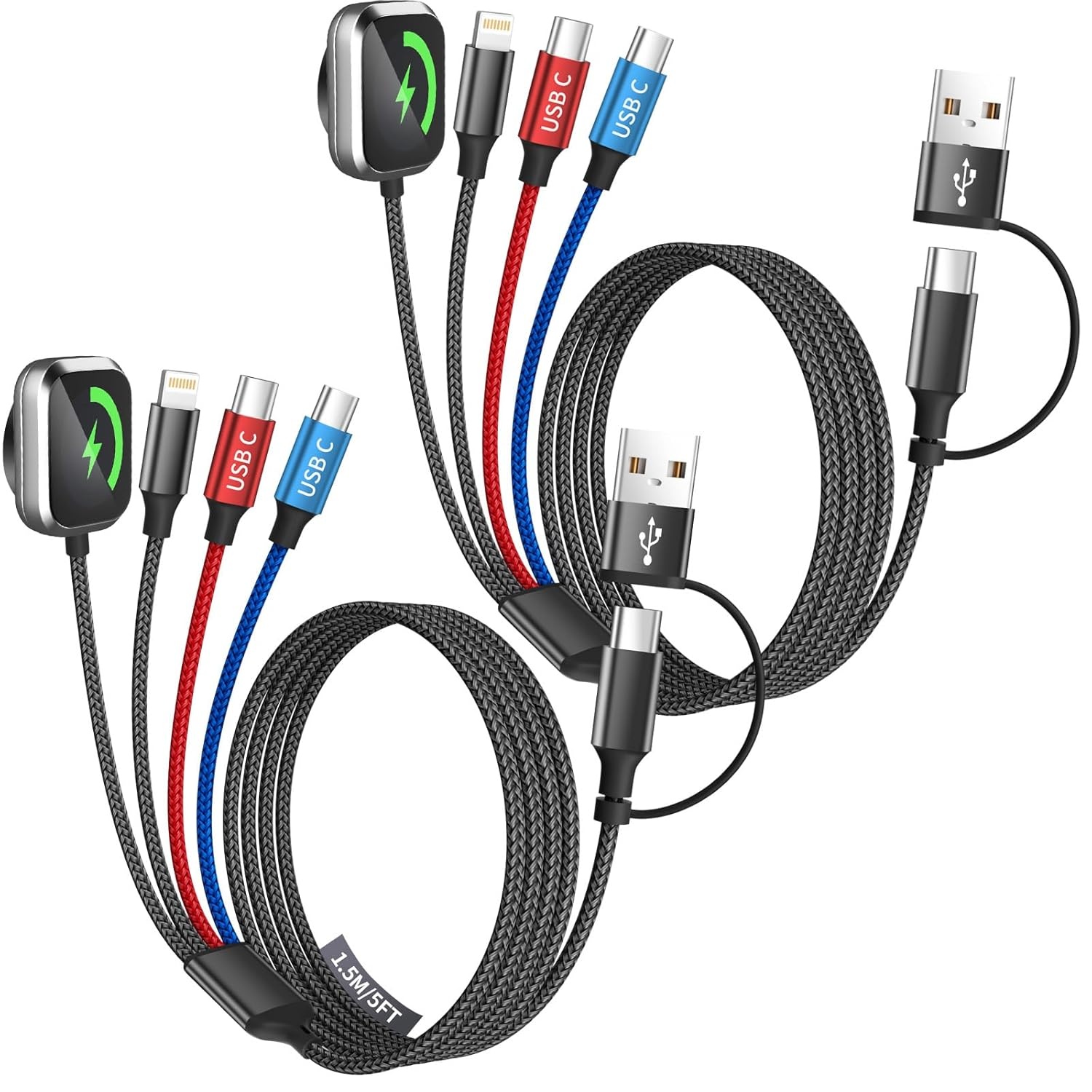 Travel Essentials 4-in-2 Multi Charging Cable 2 Pack by Mpatiby for $8.99