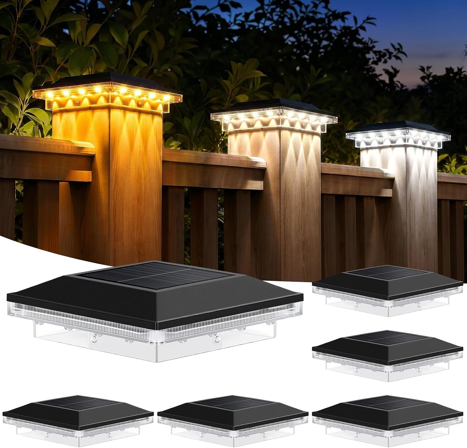 Brightever Solar Post Cap Lights 6 Pack for $15 Shipped