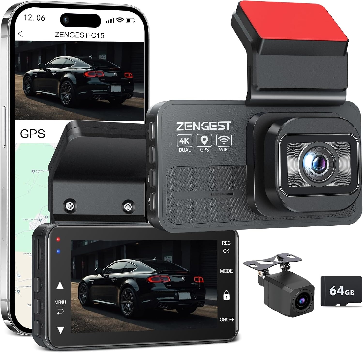 Zengest Car Dash Cam 4K Front and Rear for $35.99 Shipped