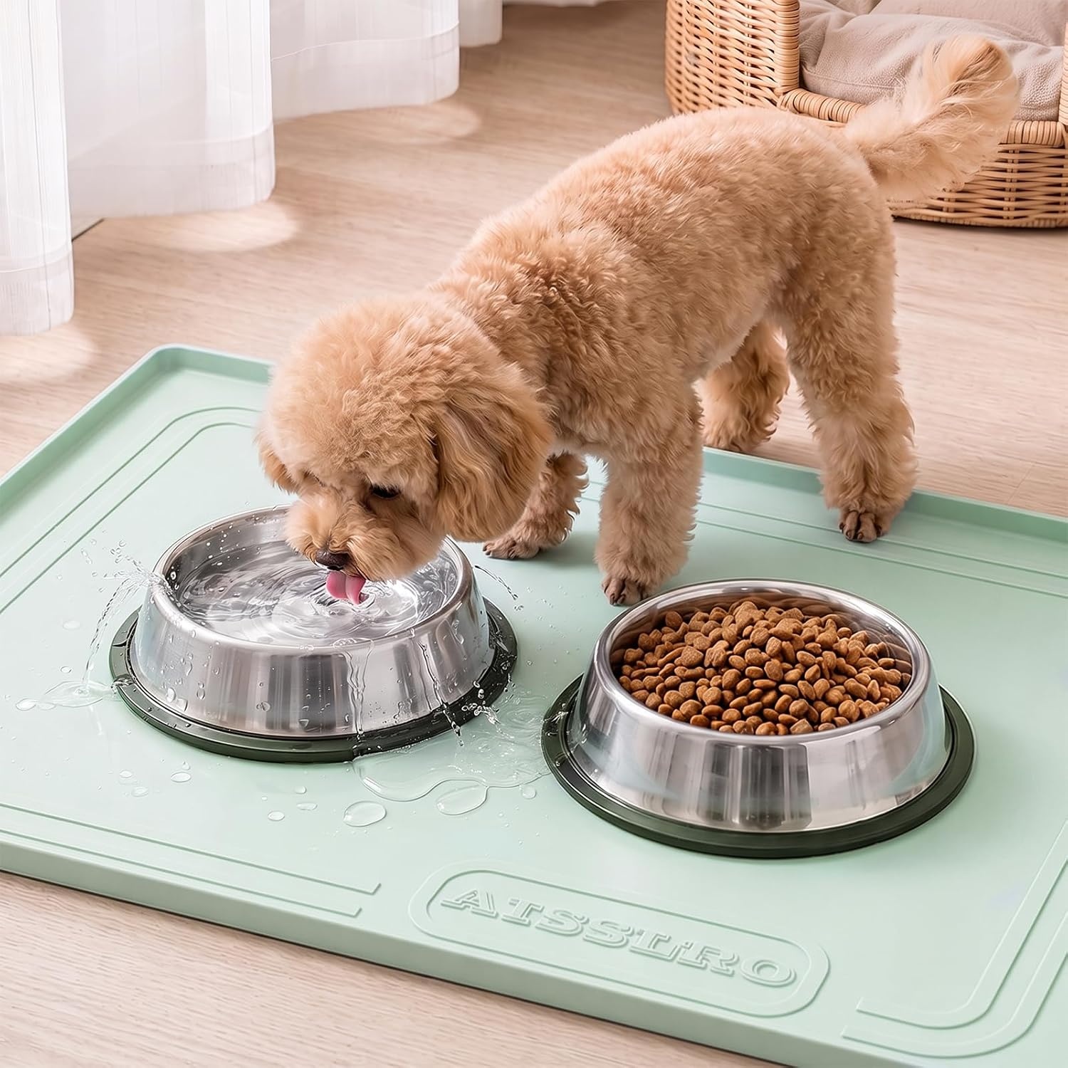 Pet Feeding Mat Waterproof Water Bowl Mat for $8.99
