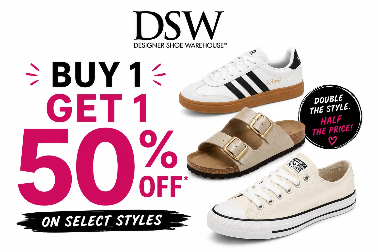 DSW Shoes Buy 1 Get 1 50% Off