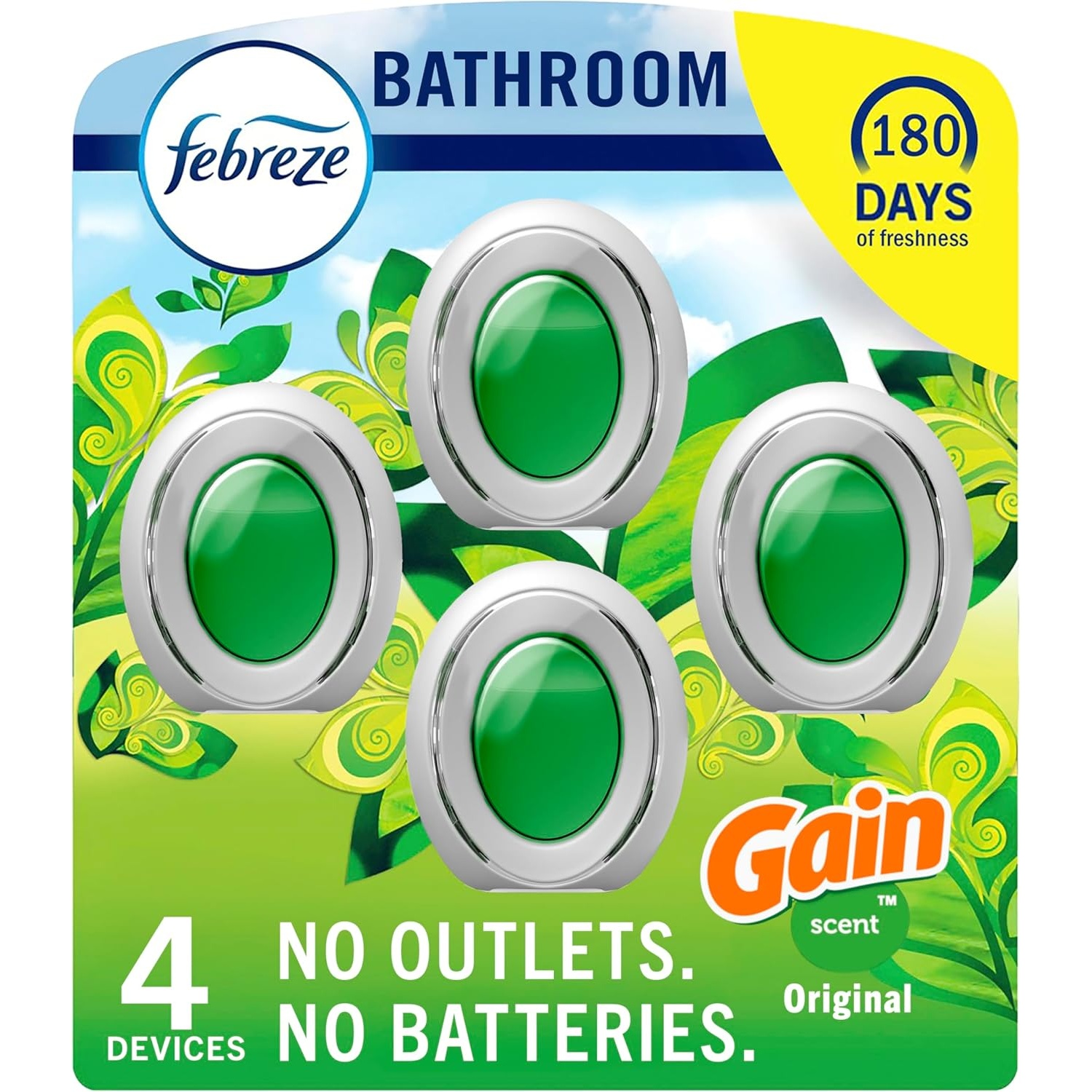 Febreze Bathroom Air Freshener Gain 4 Pack for $9.62