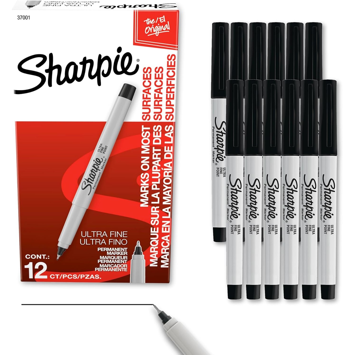 Sharpie Permanent Markers Ultra Fine Tip 12 Pack for $6.73