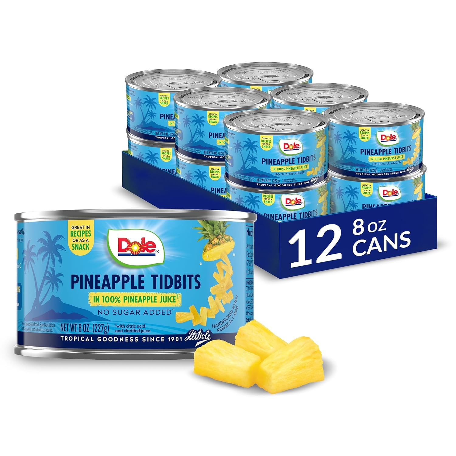 Dole Pineapple Tidbits 12 Pack for $8.79