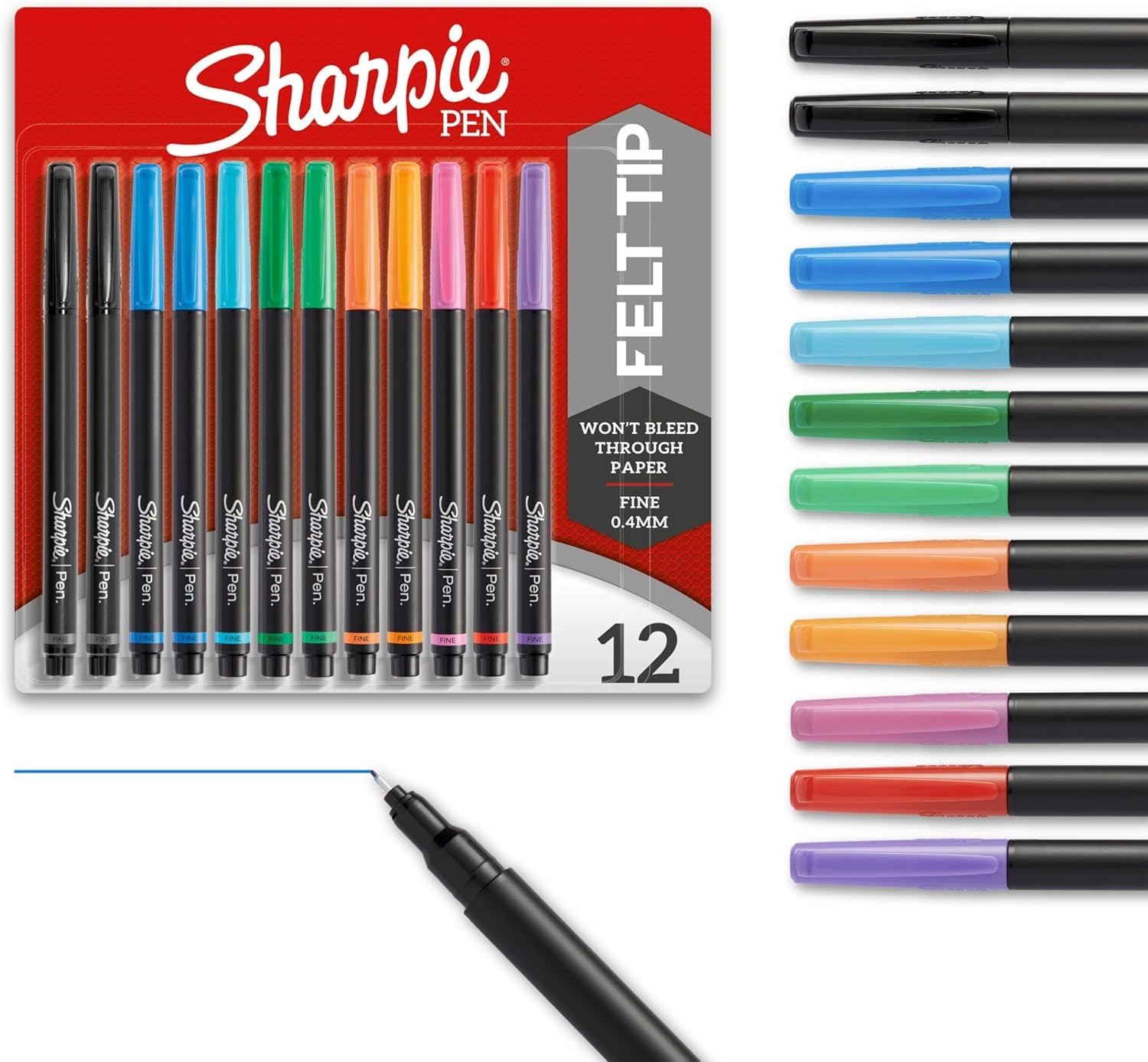 Sharpie Fine Point Felt Tip Pens 12 Pack for $9.90