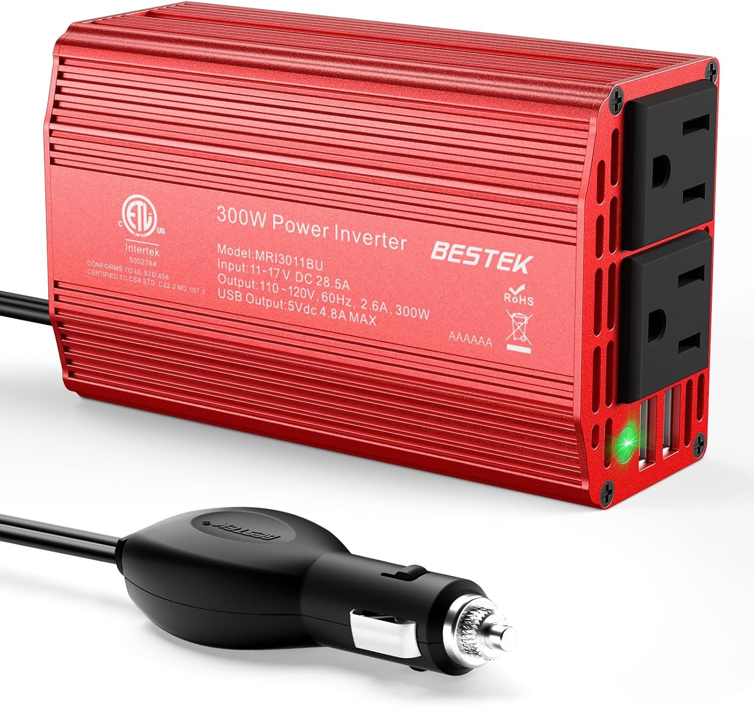 Bestek Power Inverter DC Car Plug Adapter Outlet for $19.43