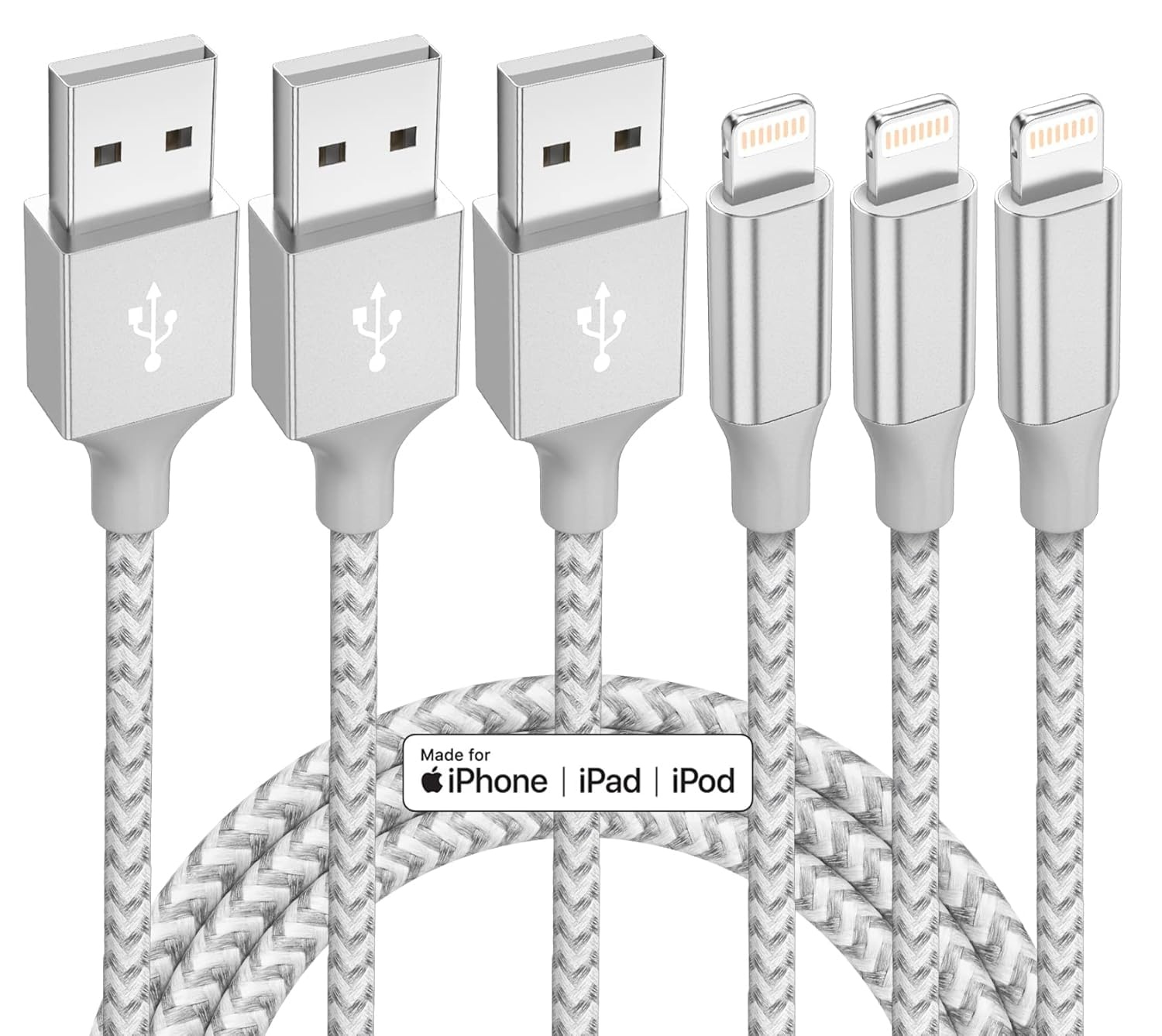 iPhone MFi Lightning Charger Cable 3 Pack for $2.99