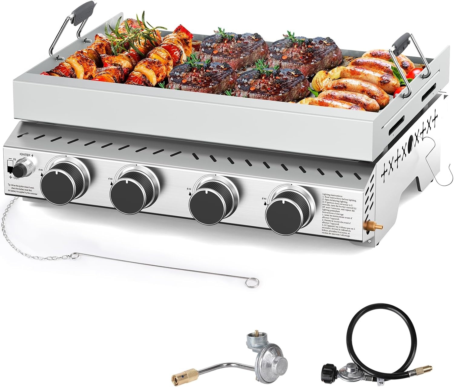 Cowsar Portable 4 Burners Stainless Steel BBQ Griddle for $64.99 Shipped