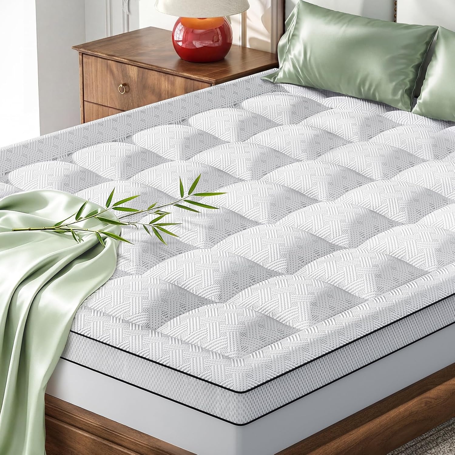 Qocismile Bamboo Pillowtop Queen Mattress Topper Pad for $20.99 Shipped