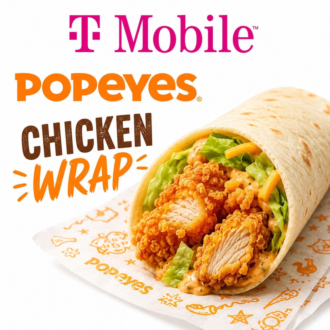 Free Popeyes Chicken Wrap with $2 Purchase for T-Mobile Subscribers
