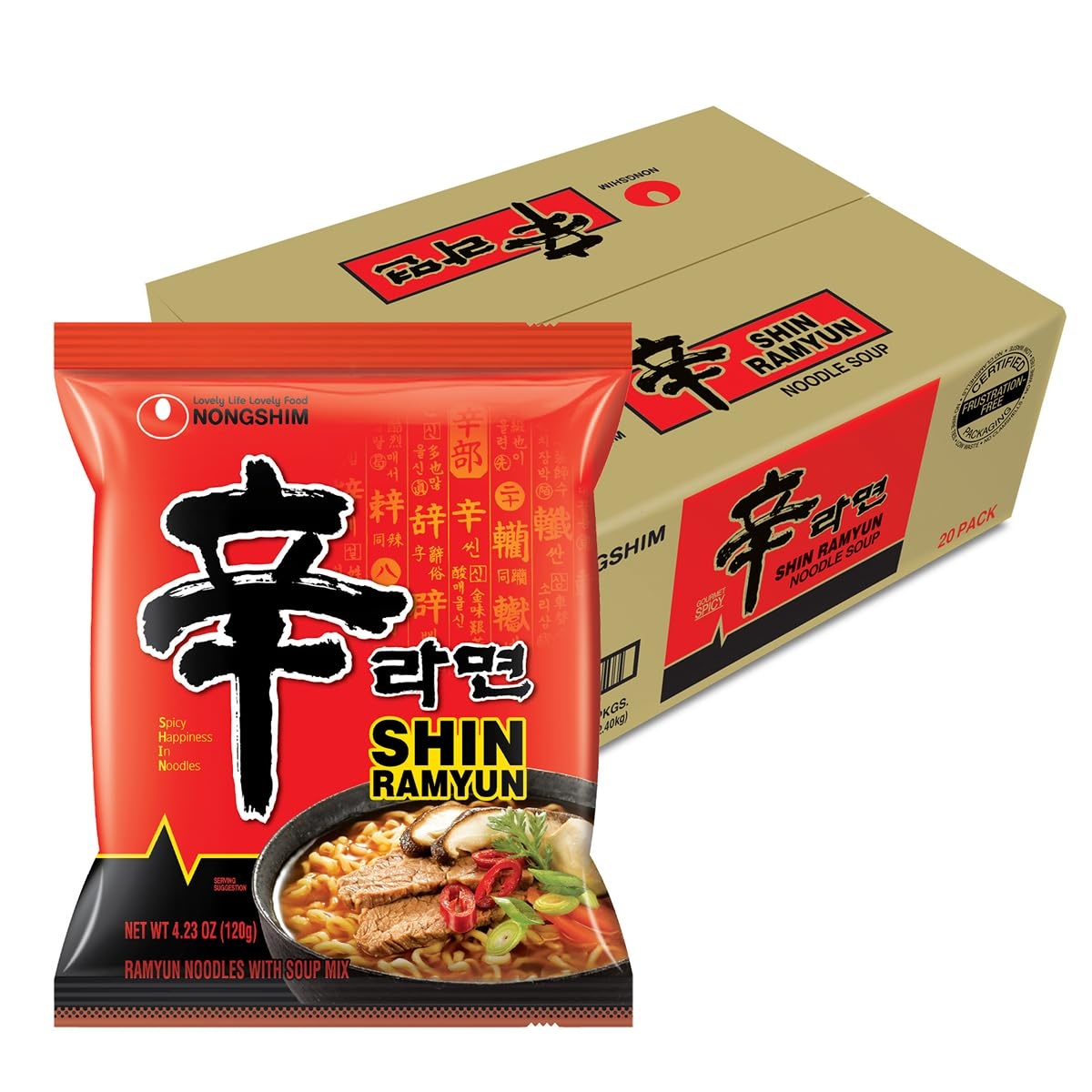Nongshim Gourmet Spicy Shin Instant Ramen Noodle 20 Pack for $17.75
