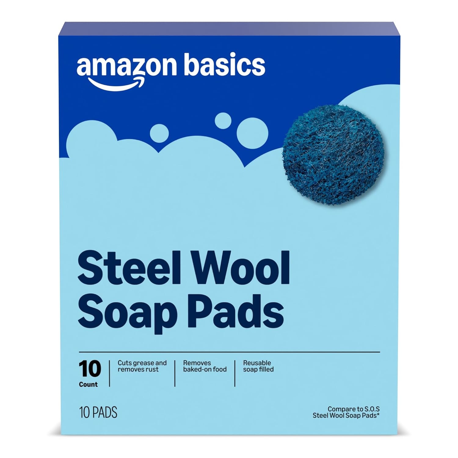 Amazon Basics Steel Wool Soap Pads 10 Pack for $1.70