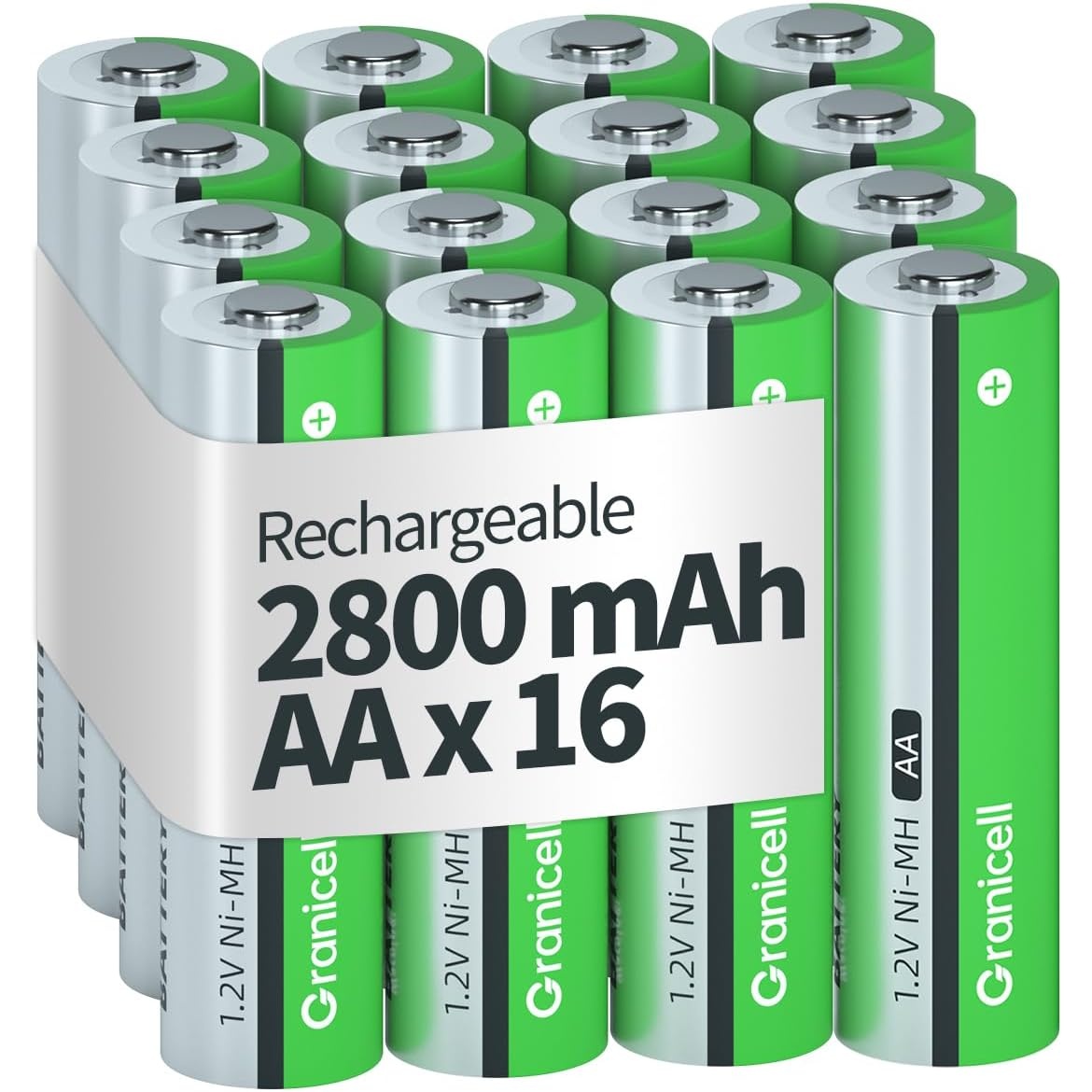 Granicell AA NiMH Rechargeable Batteries 16 Pack for $9.99