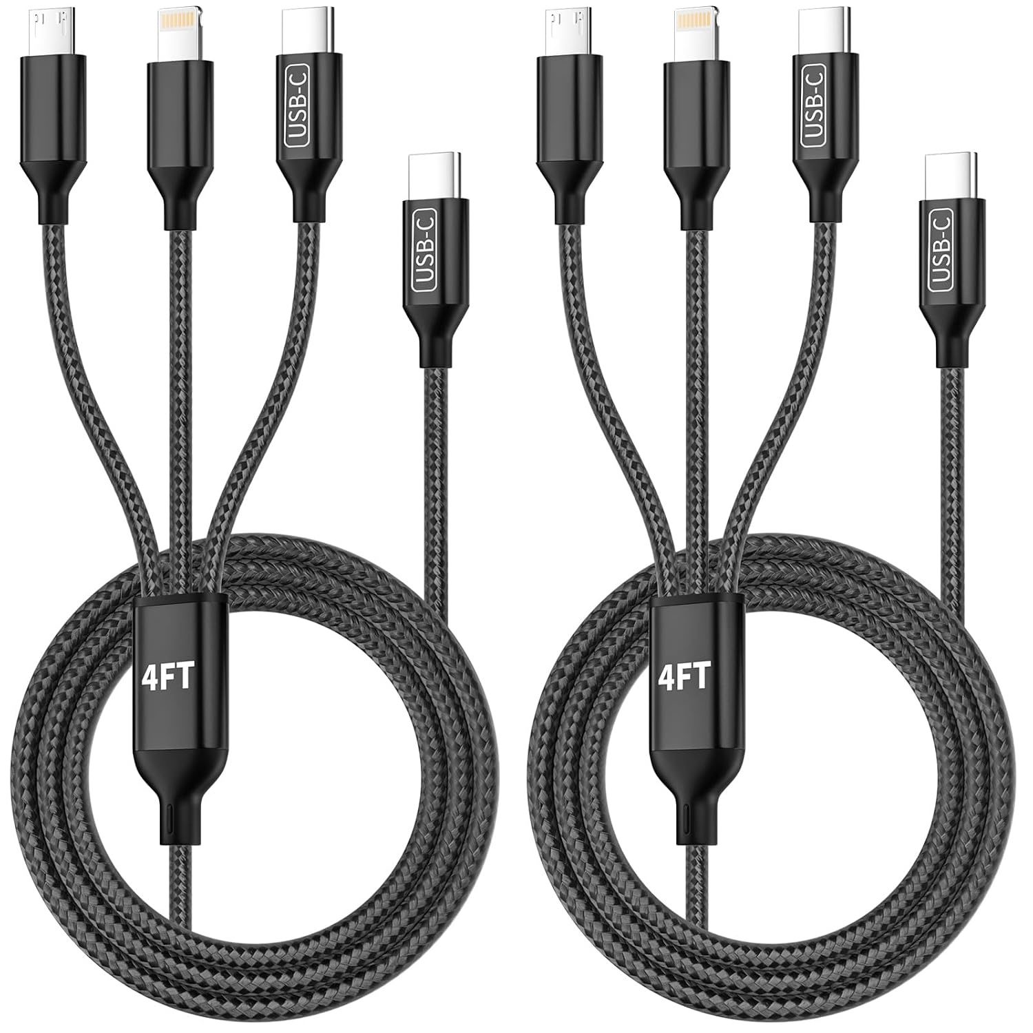 USB-C to micro-USB / USB-C / Lightning Cable 2 Pack for $4.49