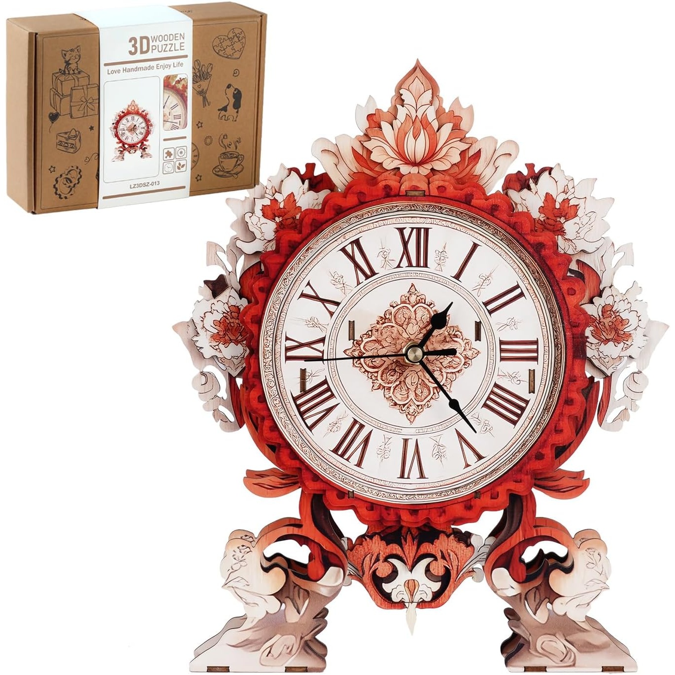Wooden Flame Flower Clock Puzzle Model Kit for $9.99