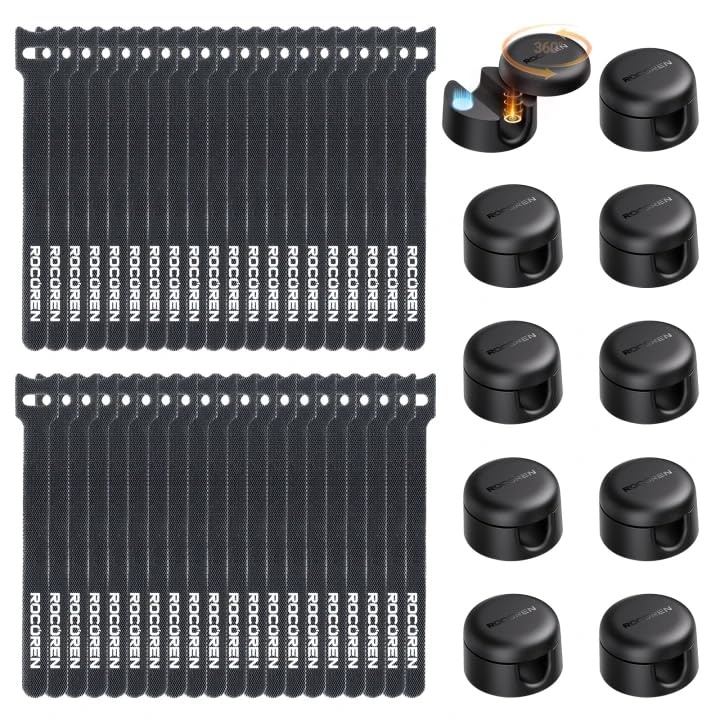 Rocoren 50Pack Rotatable Cable Clips for $7.79
