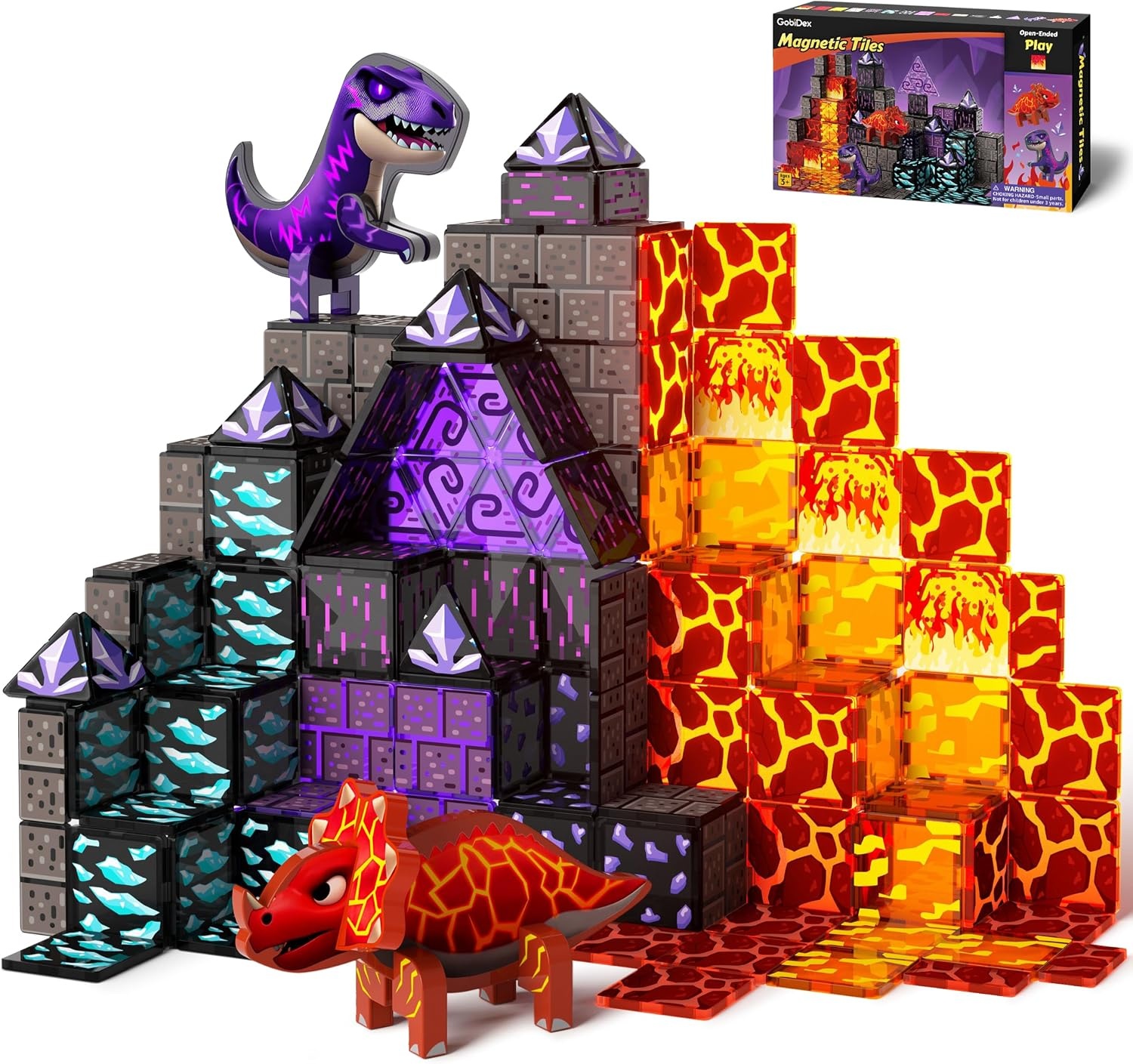 GobiDex Magnetic Tiles Lava and Cave Dinosaur Toys for $11.79