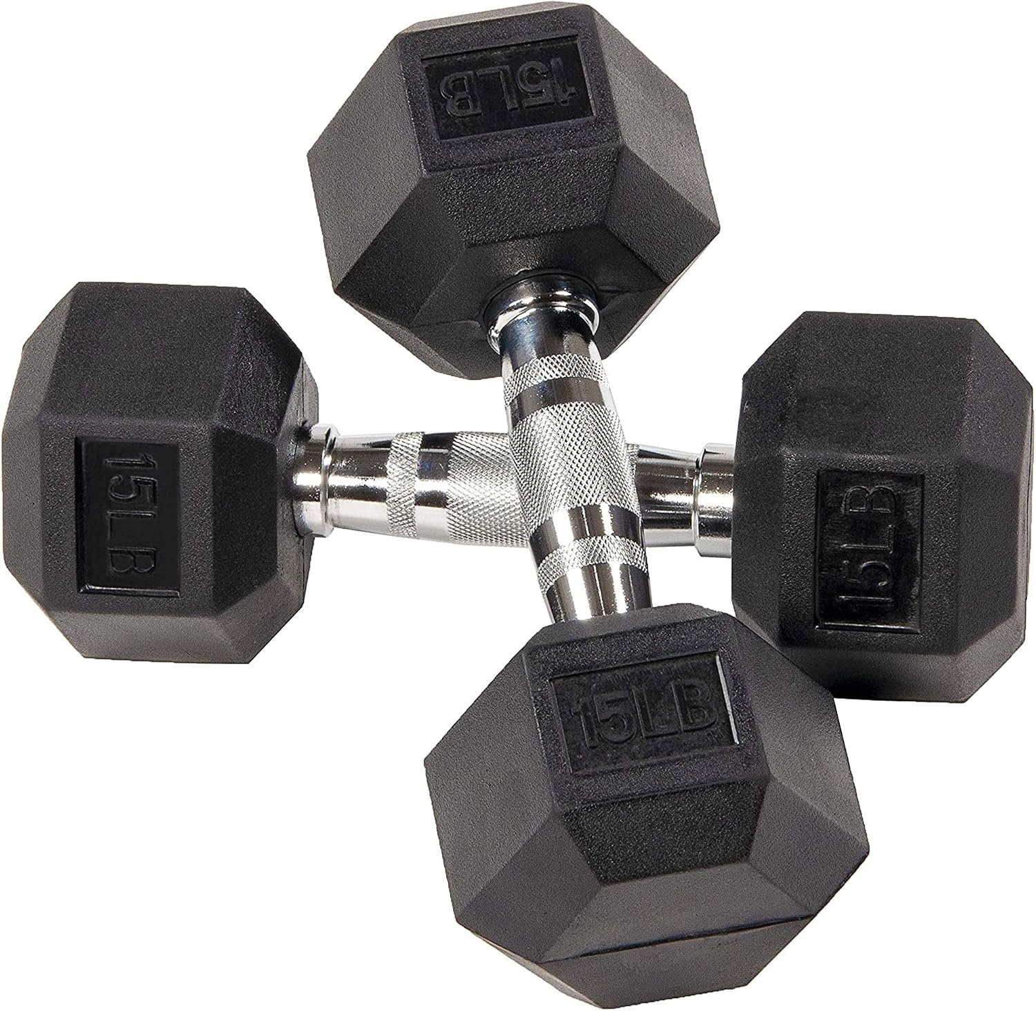 Fitvids Rubber Coated Hex 15-Lbs Dumbbell Set for $26.01