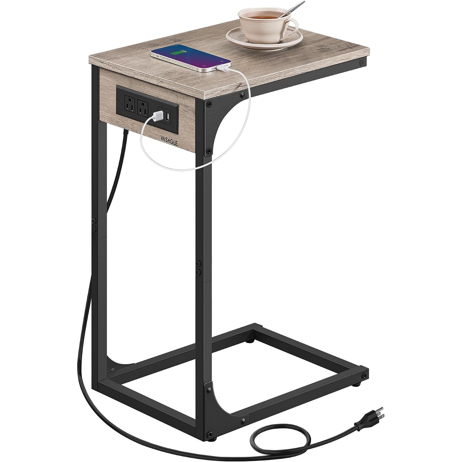 Vasagle C-Shaped Side Table with Charging Station for $19.99 Shipped