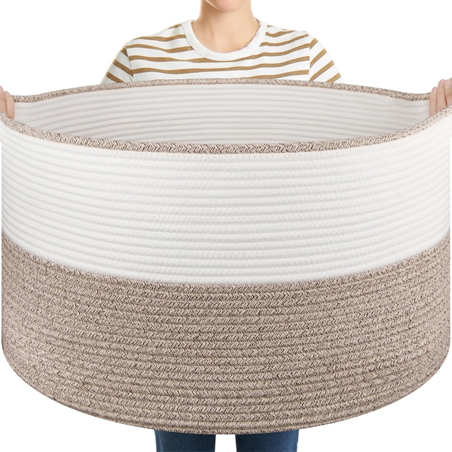 Oiasket Large Blanket Basket with Handles for $14.99