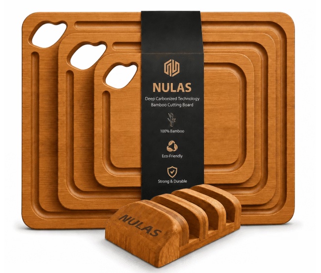 Nulas 4-Piece Wood Cutting Board Set for $19.99