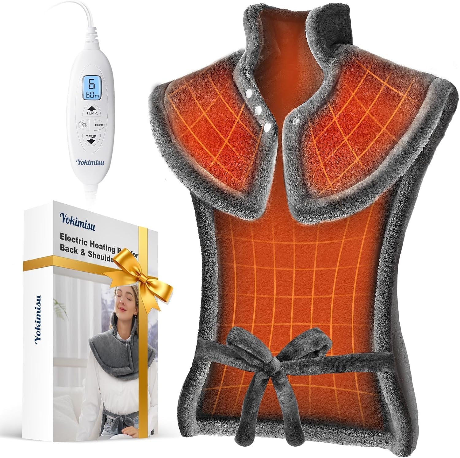 Yokimisu Heating Pad for Shoulders and Back Pain Relief for $19.99 Shipped