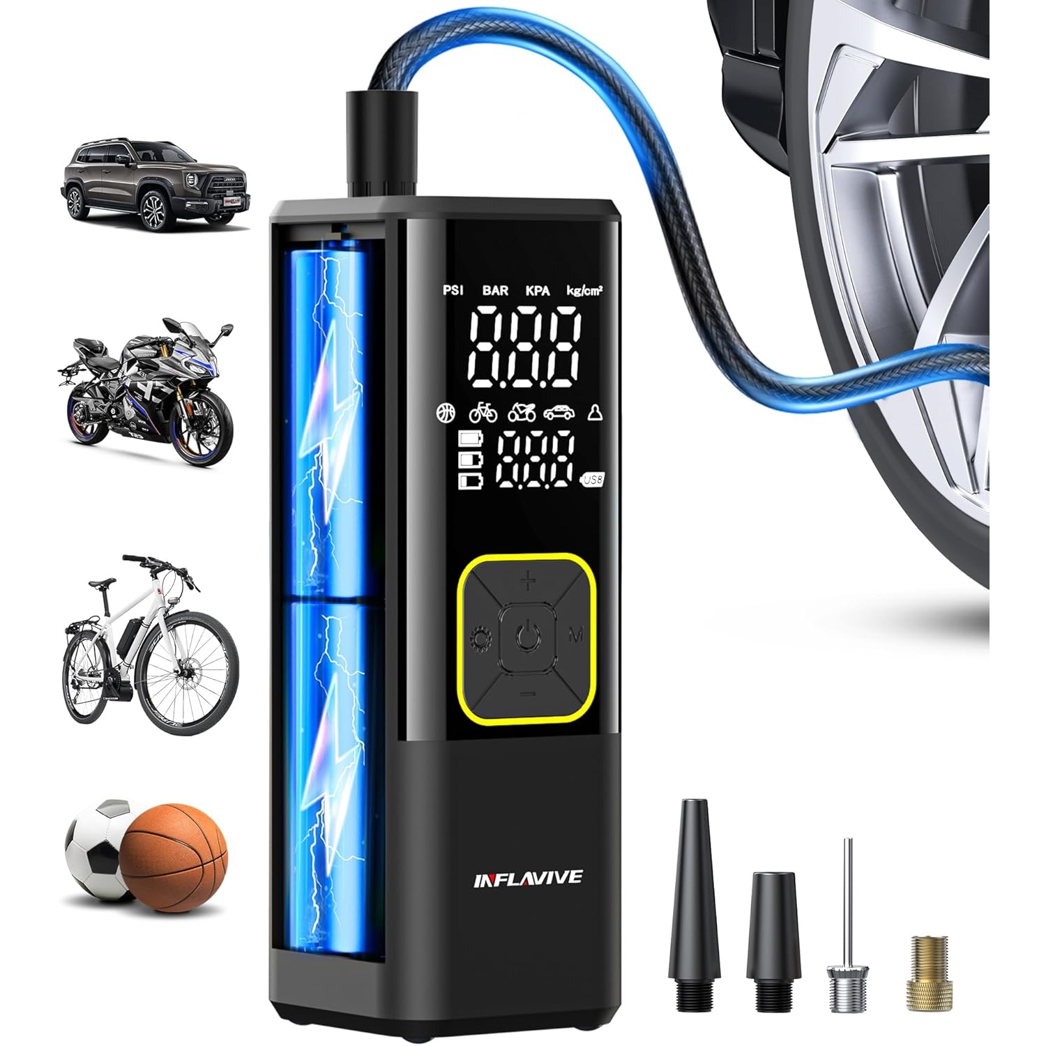 InflaVive Tire Inflator Portable Air Compressor for $13.50