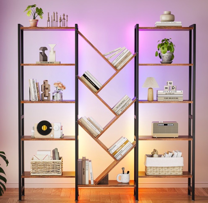 Casacomoda Triple 5-Tier Bookshelf with LED Lights for $69.99 Shipped