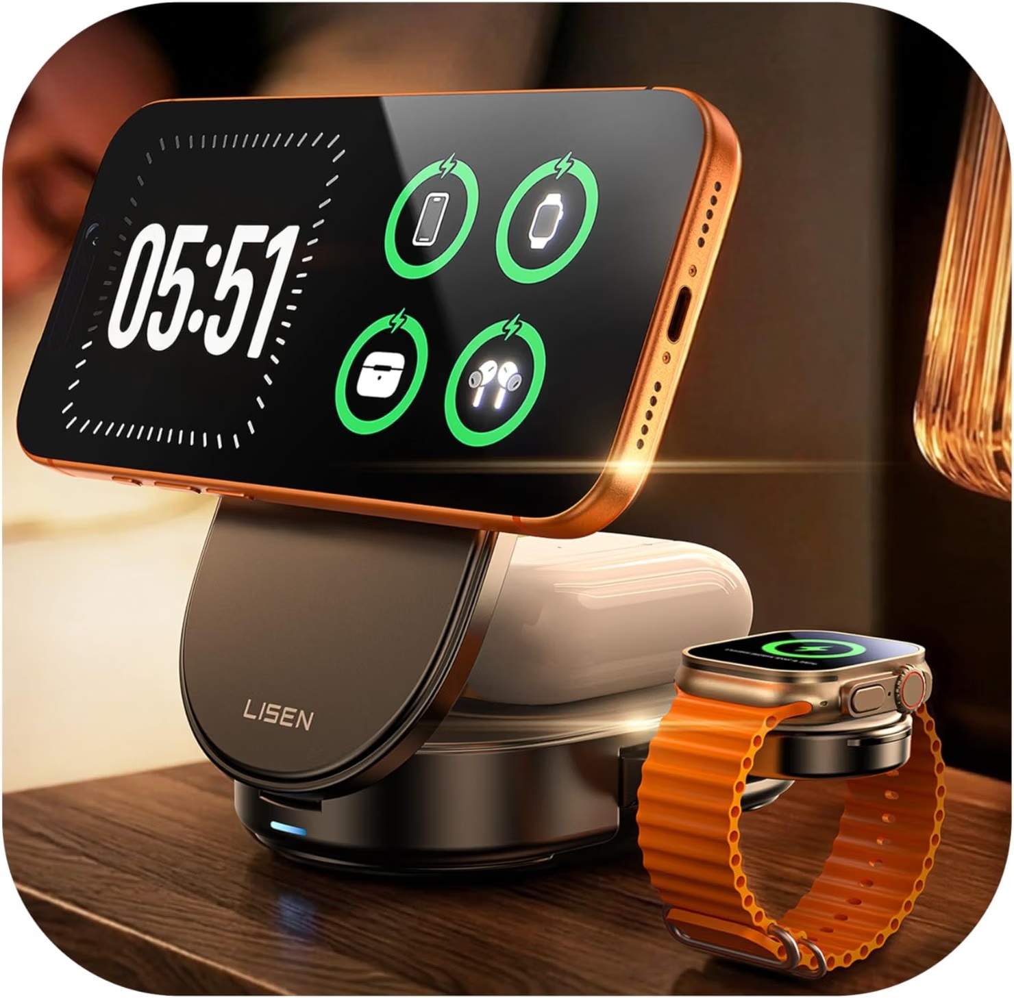 Lisen 3-in-1 Qi 2.2 25w Foldable Charging Station for $23.99 Shipped