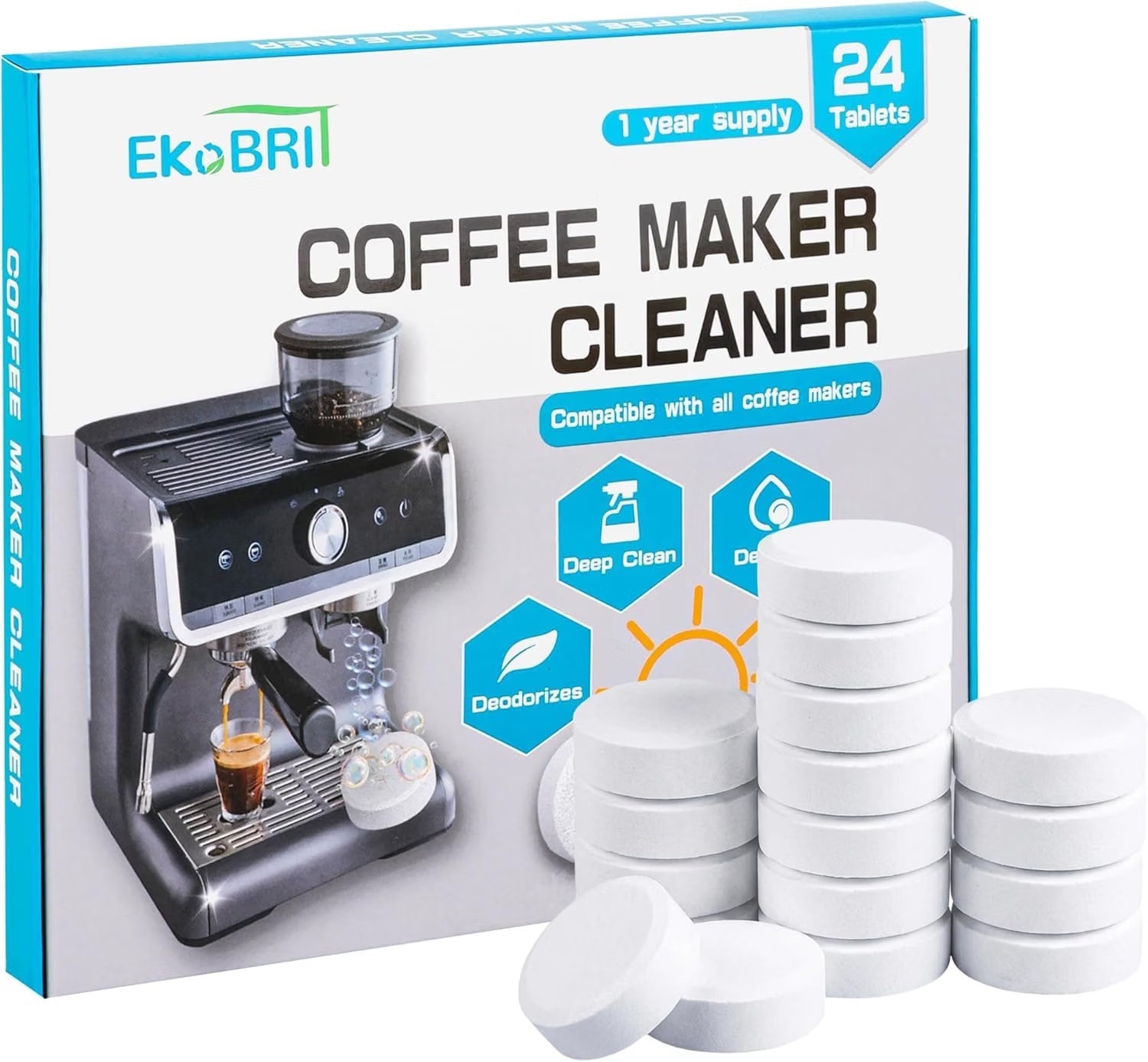 EKoBRIT Coffee Machine Cleaner with 24 Descaler Tablets for $7.99