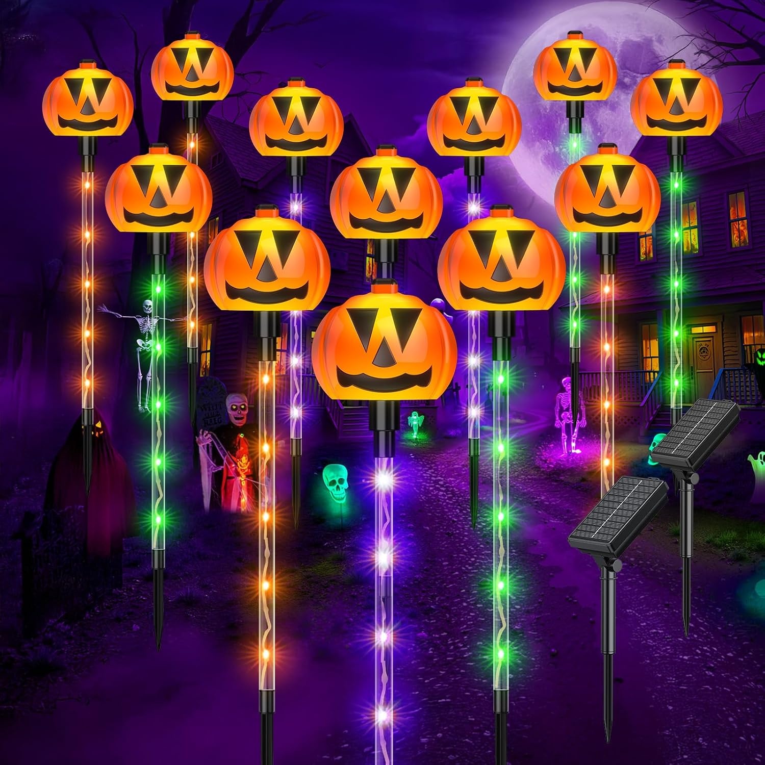 Ahaorigin Halloween Outdoor Decorations Solar 12 Pack for $15.99