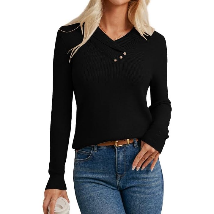 Grace Karin Fall Long Sleeve V Neck Collar Knit Pullover Sweaters for $9.99