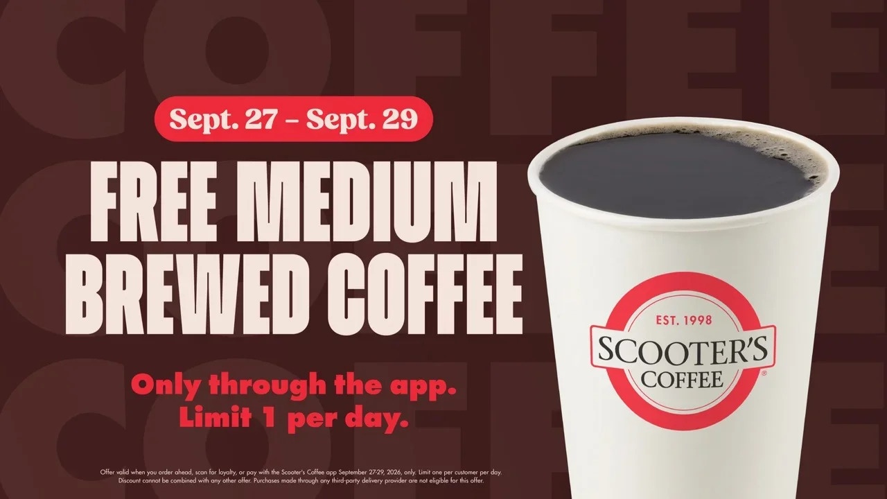 Free Scooters Coffee Medium Brewed Coffee Until September 29th