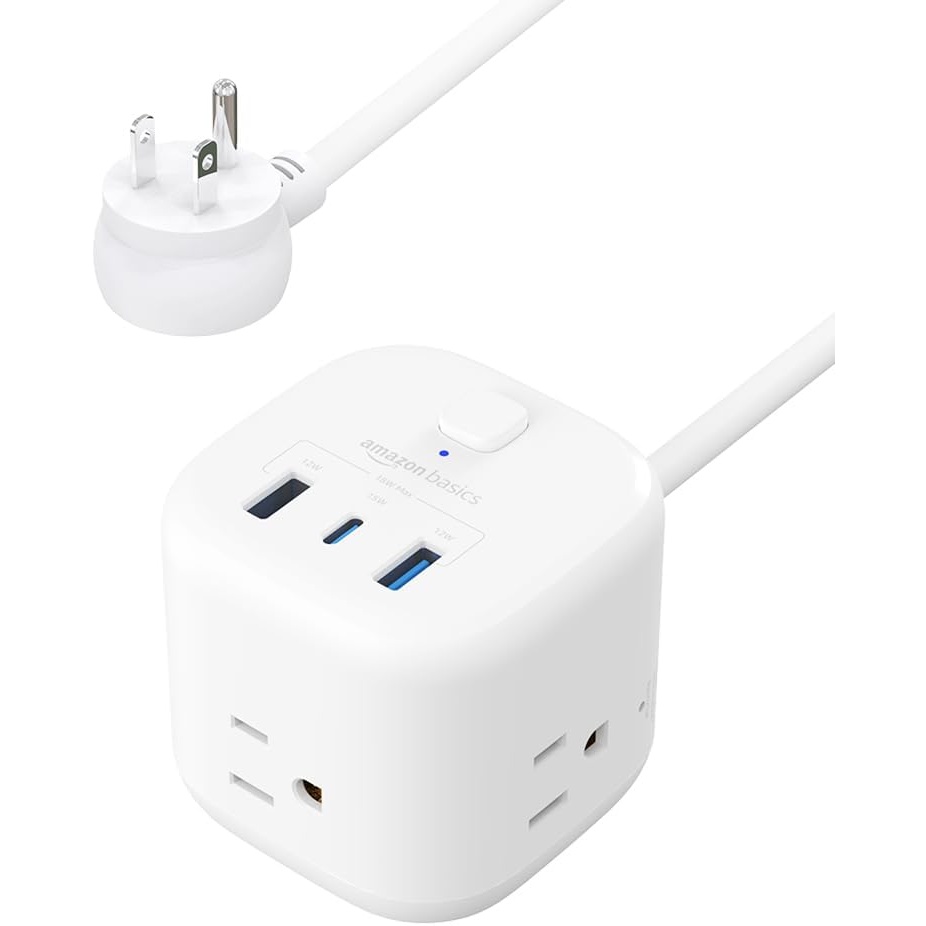 Amazon Basics Power Strip Cube 3 Outlet 3 USB Ports for $7.99