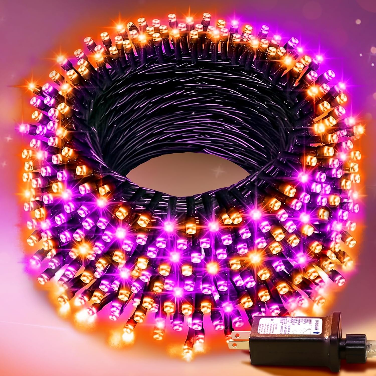 Nisocy 100ft Purple Orange Halloween String Lights for $9.99