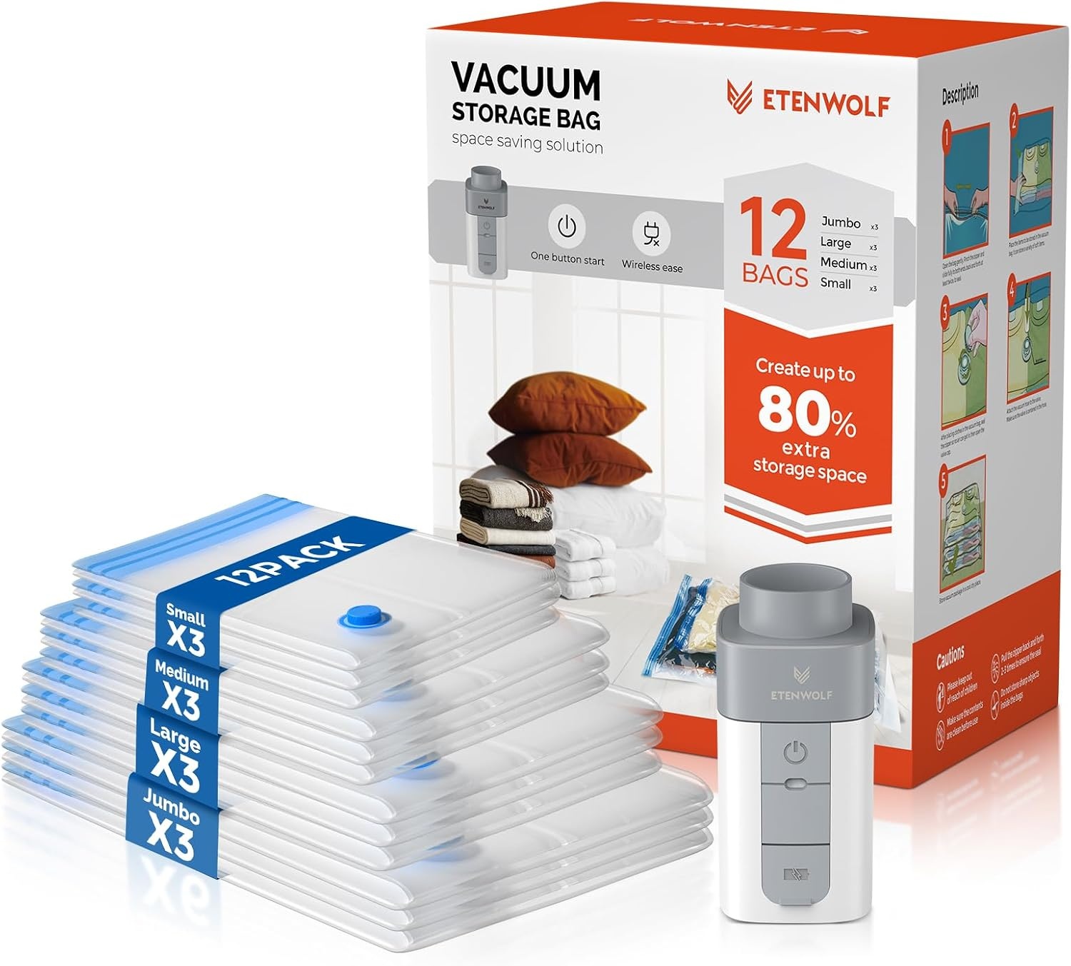 Etenwolf Vacuum Storage Bags for $11
