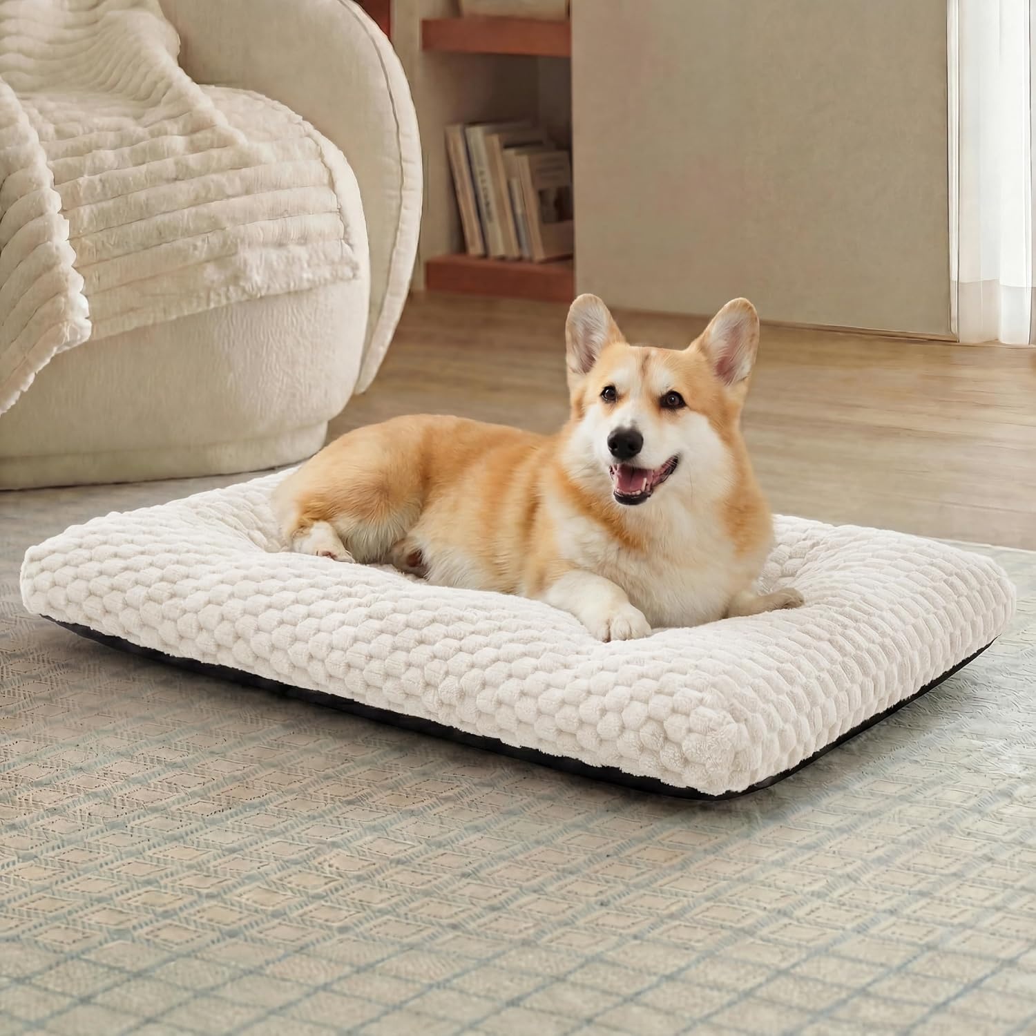 Bedsure Washable Bubble Fleece Dog Crate Bed for $14.99