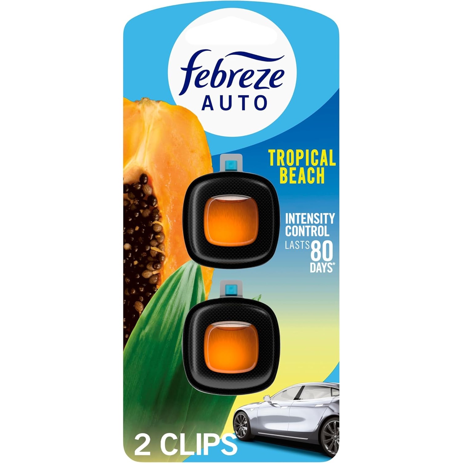 Febreze Auto Air Freshener Tropical Beach Scent 2 Pack for $3.17