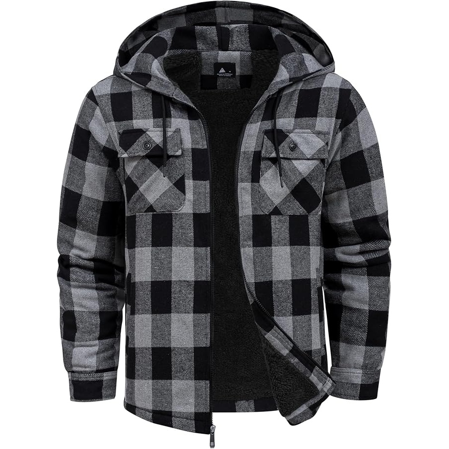 Scodi Flannel Fleece Sherpa Hooded Jacket for $19.99 Shipped