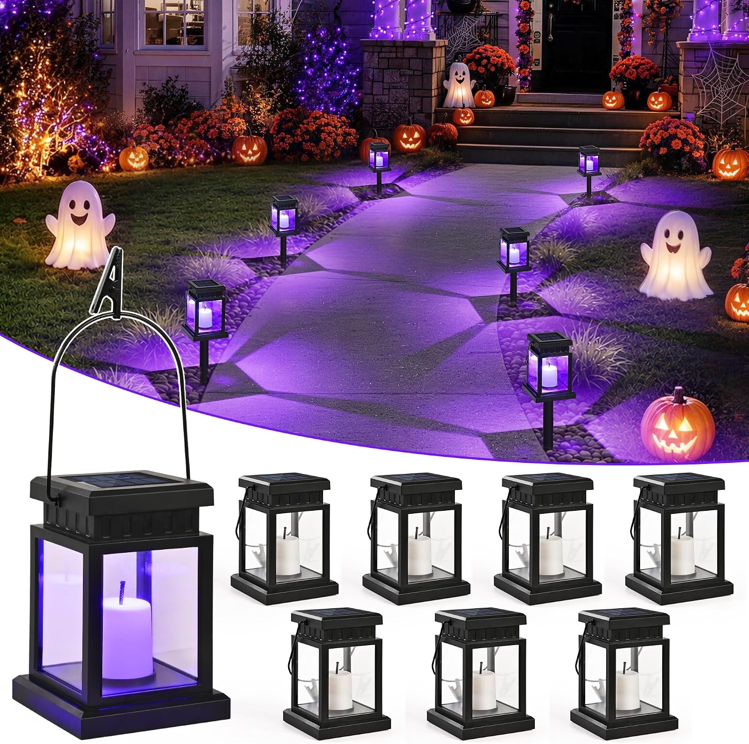 Gigalumi Solar Halloween Lanterns Outdoor Purple 8 Pack for $22.79 Shipped