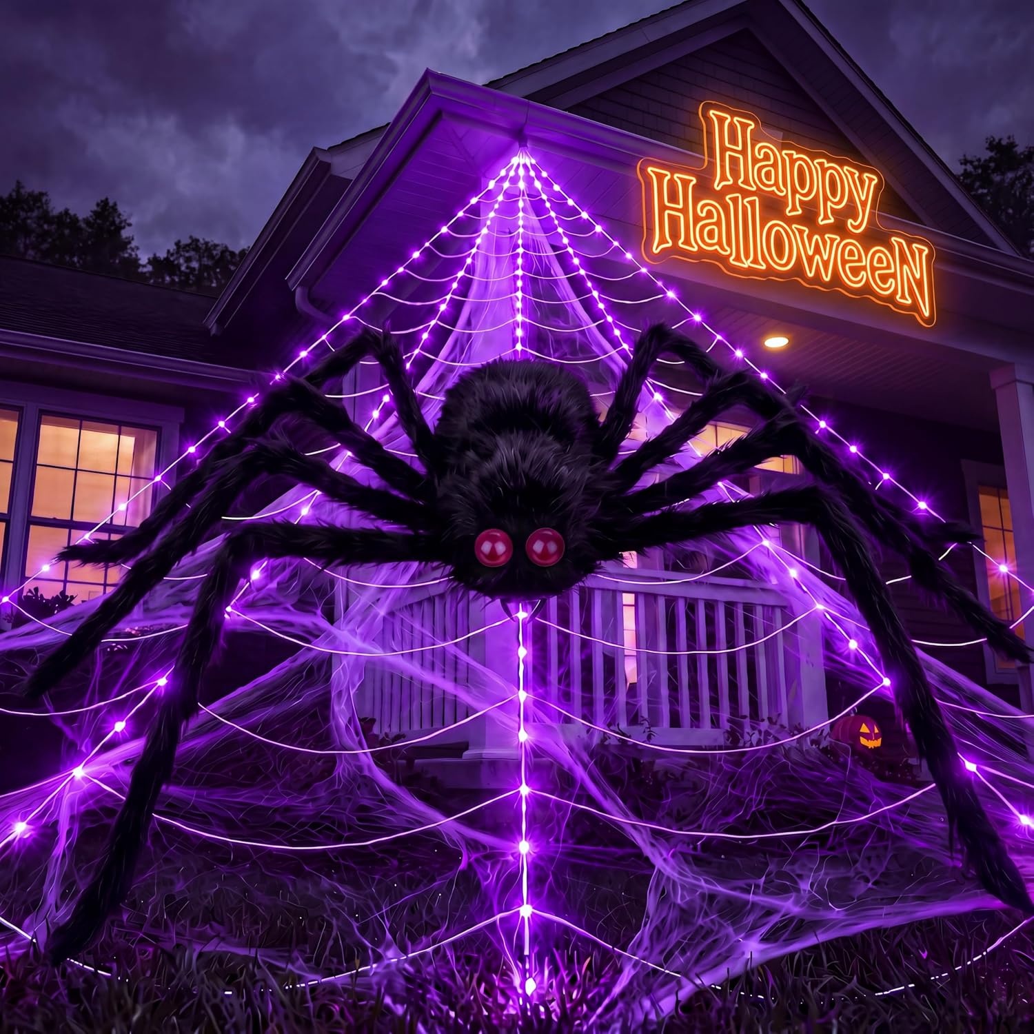 Halloween Decorations Spider Web Purple Lights for $16.99