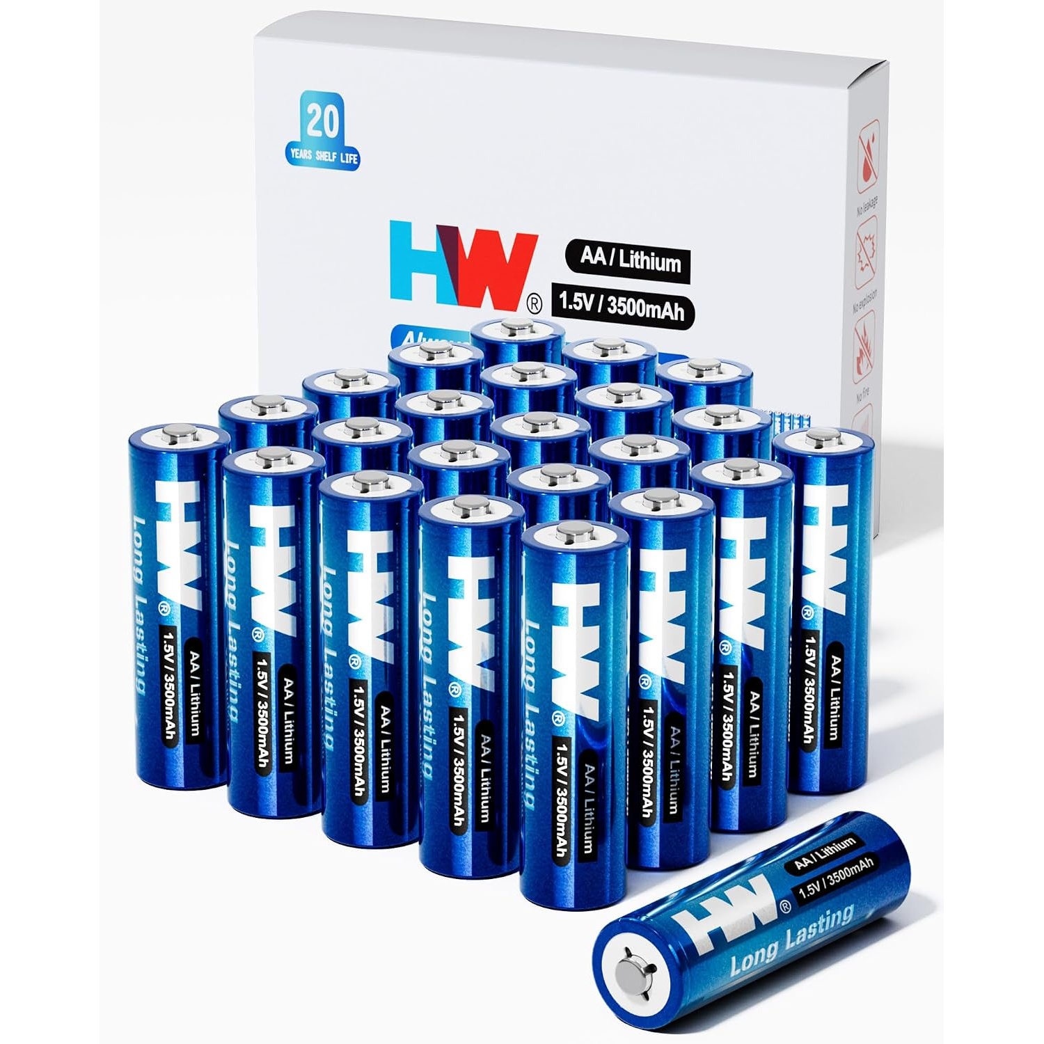 HW 3500mAh Lithium AA Batteries 24 Pack for $14.99