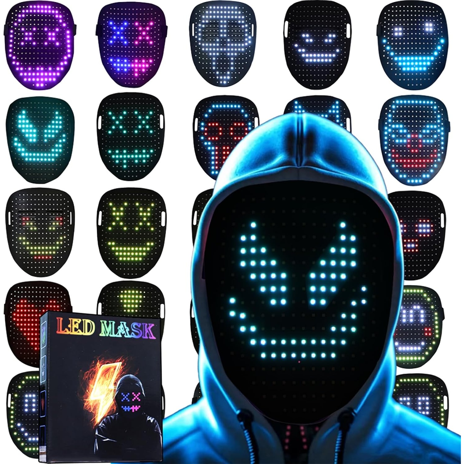 LED Light Up Mask with Gesture Sensing for $15.99