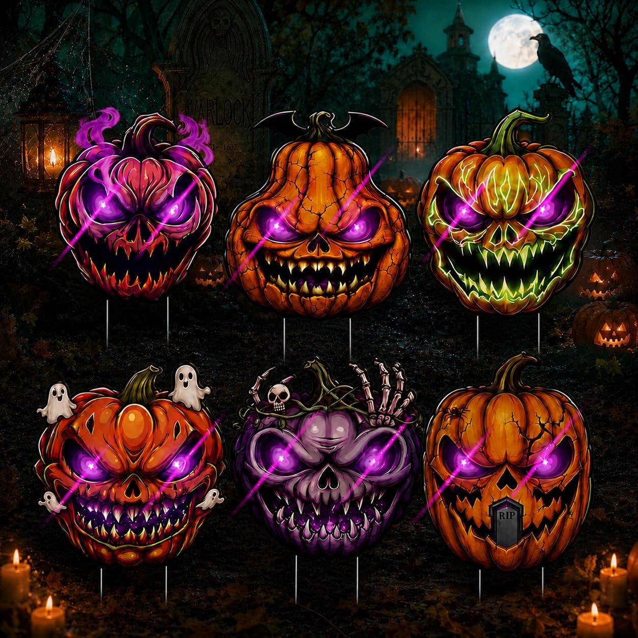 Halloween Lighted Pumpkin Yard Signs 6 Pack for $6.99