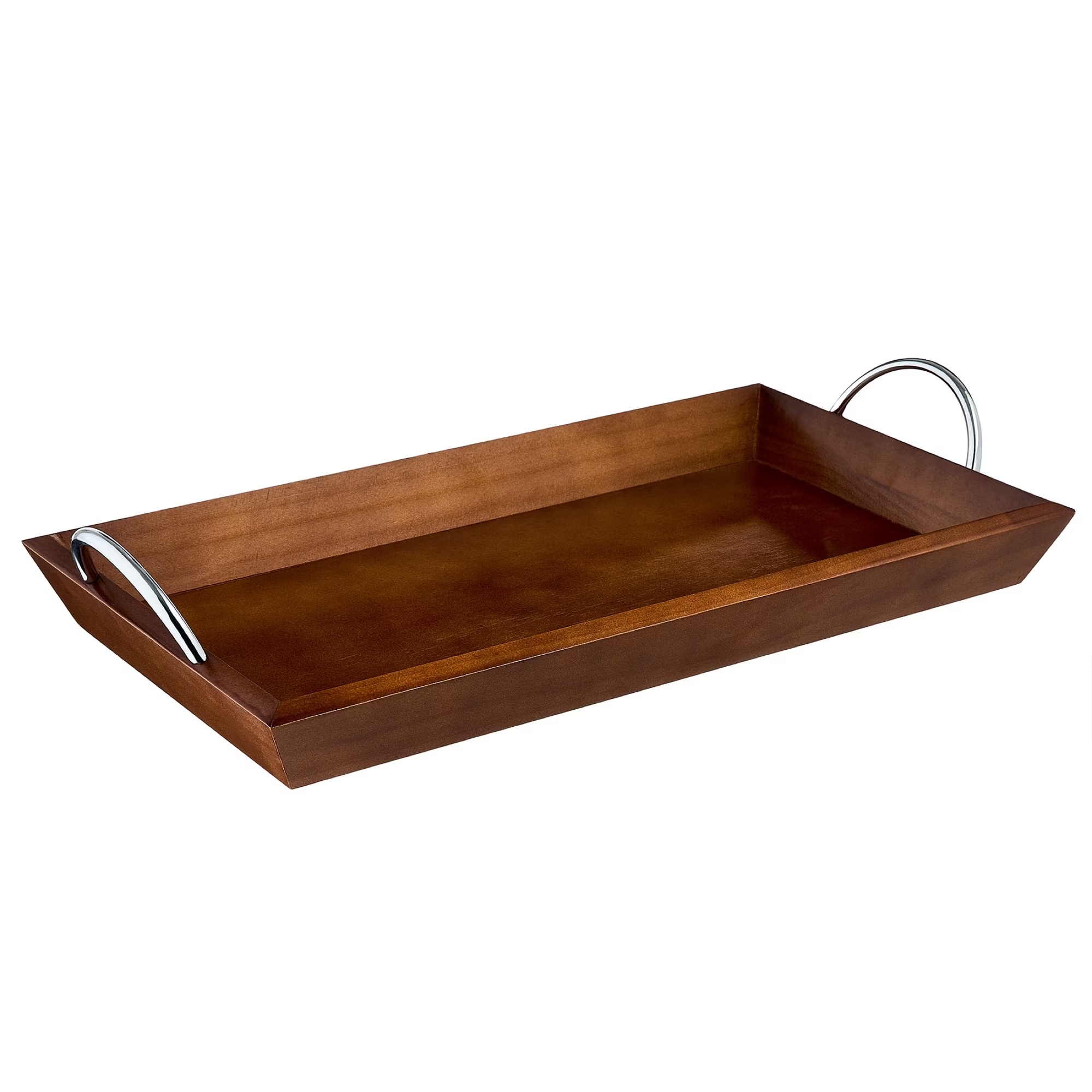 Mainstays Brown Wooden Tabletop Tray with Chrome Handles for $9.14