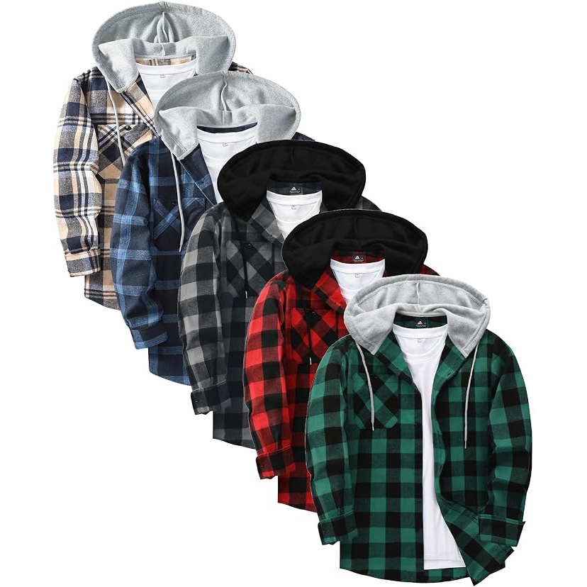 Little Beauty Mens Flannel Shirt Plaid Hoodie 5 Pack for $29.99 Shipped