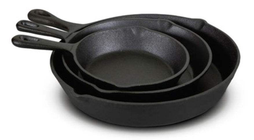 Jim Beam Cast Iron 3 Piece Skillet Set for $46.99