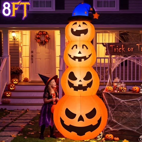 Halloween Pumpkin Stack 8ft Inflatable Decoration by Qunler for $24.98