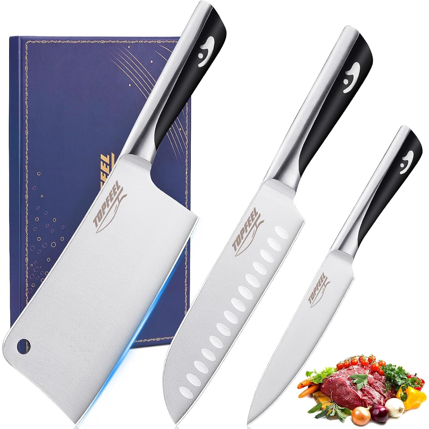 Topfeel 3-Piece Butcher Knife Set for $19.34